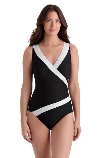 Longitude Longitude Pide Side Shirred Surplice Long Torso One-Piece Swimsuit
