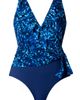 Longitude Longitude Ruffle Front Sash Surplice Long Torso One-Piece Swimsuit - 5