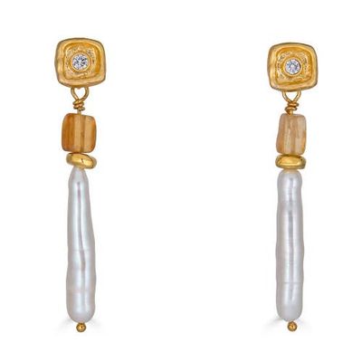 Loni Paul Jewelry Loni Paul Jewelry Biwa Pearl & Garnet Earring