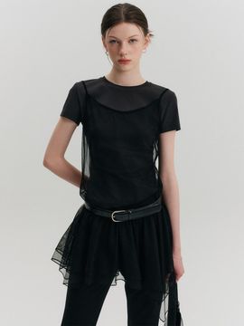 LOOKAST Edeline See-through Layered Dress [Black]