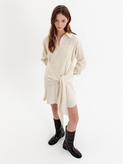 LOOKAST Flowing Wrap Versatile Dress [Cream]