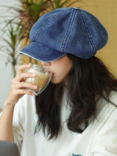 LOOKING4U CARA PARK denim newsboy cap C1 DEEP BLUE