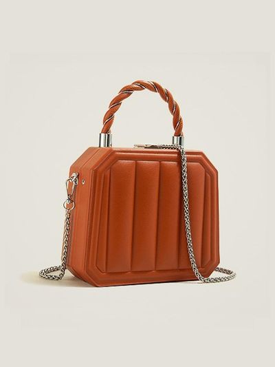 LOOKING4U Chainstrap Mini Box Tote Bag BROWN