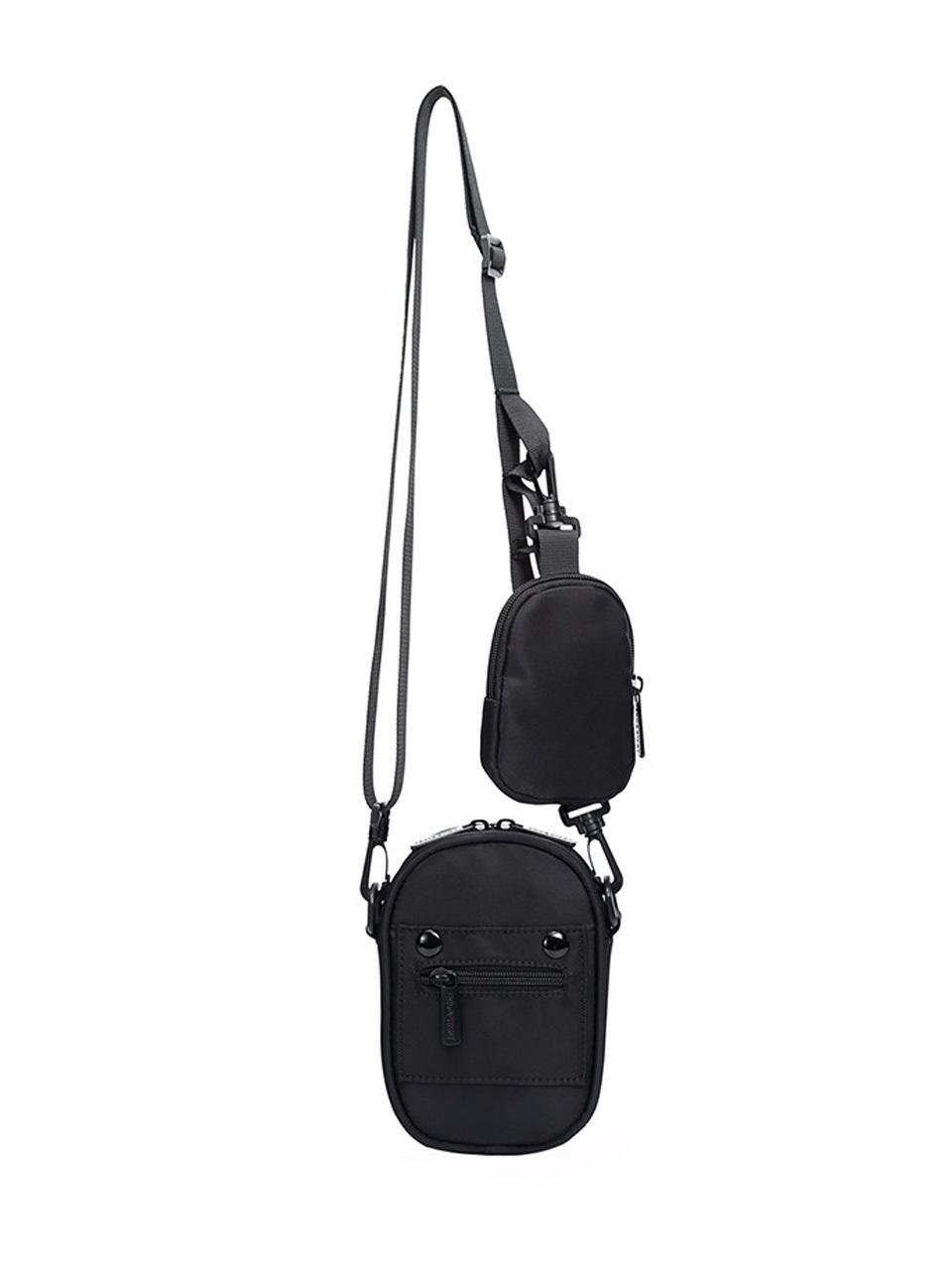 LOOKING4U Just Bag Minimal Multi-Pocket Cross Sling Bag BLAC