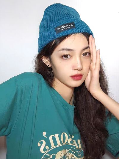 LOOKING4U On The Moment Lettering Beanie C4 Greenblue