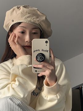 LOOKING4U On The Moment Solid Cotton Beret Hat C3_Beige