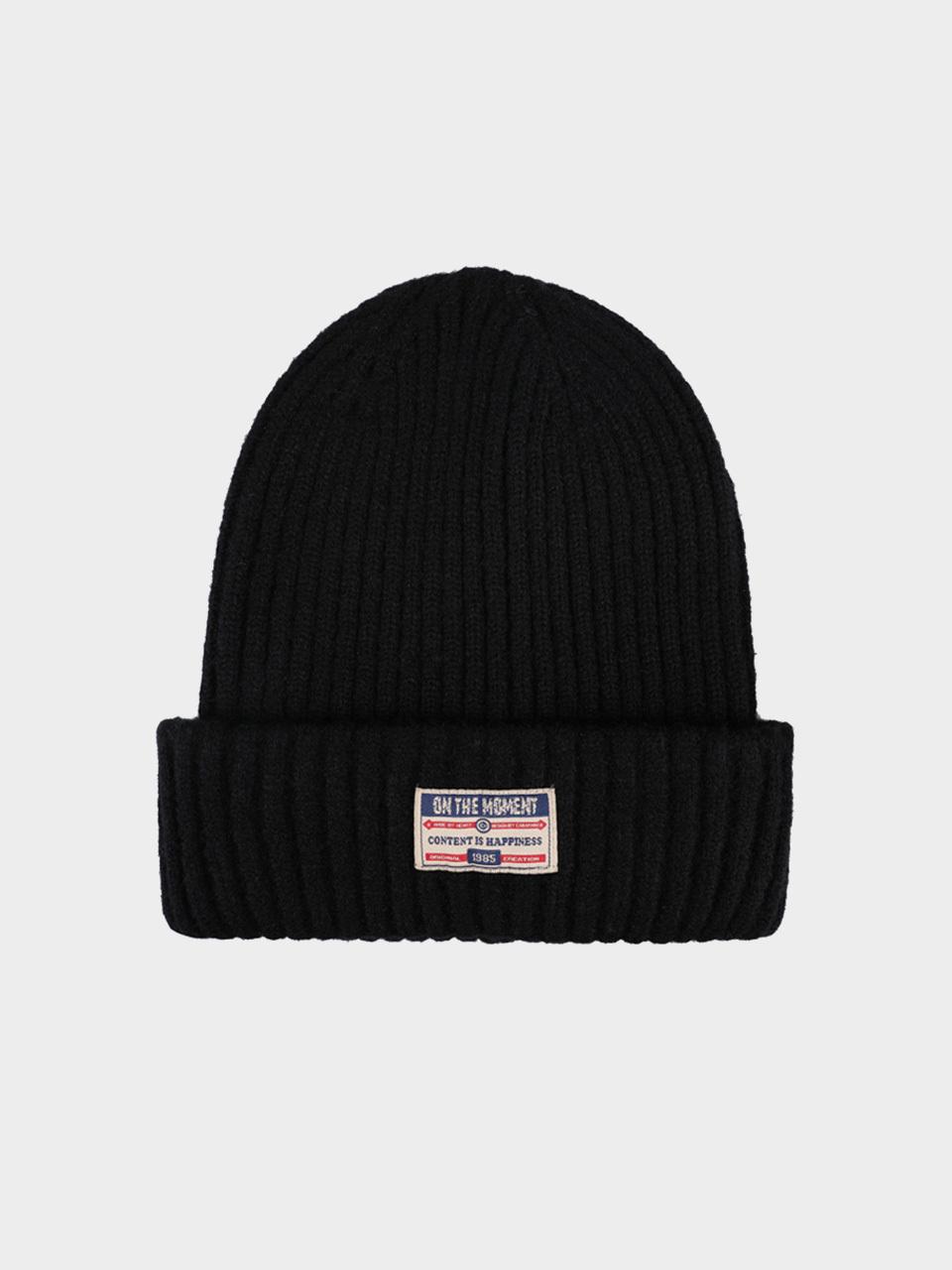LOOKING4U On the Moment Vintage Label Beanie BLACK