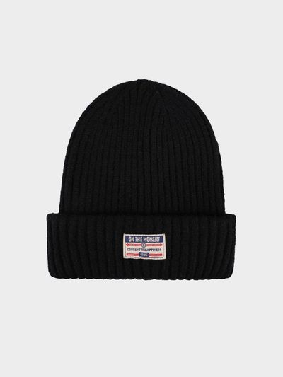 LOOKING4U On the Moment Vintage Label Beanie BLACK