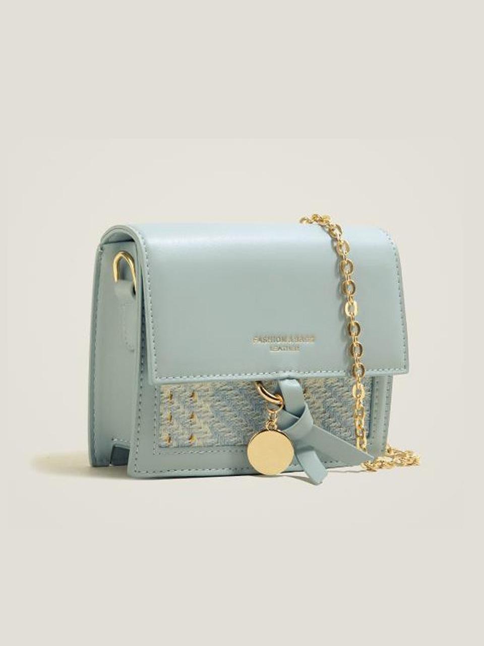 LOOKING4U tweed chain mini cross bag SKYBLUE