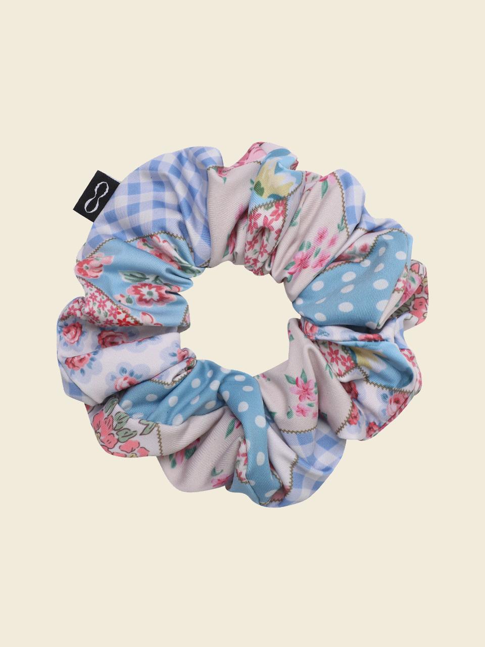 LOOPLOOP Bohemian Patchwork Scrunchie [Sky Blue]