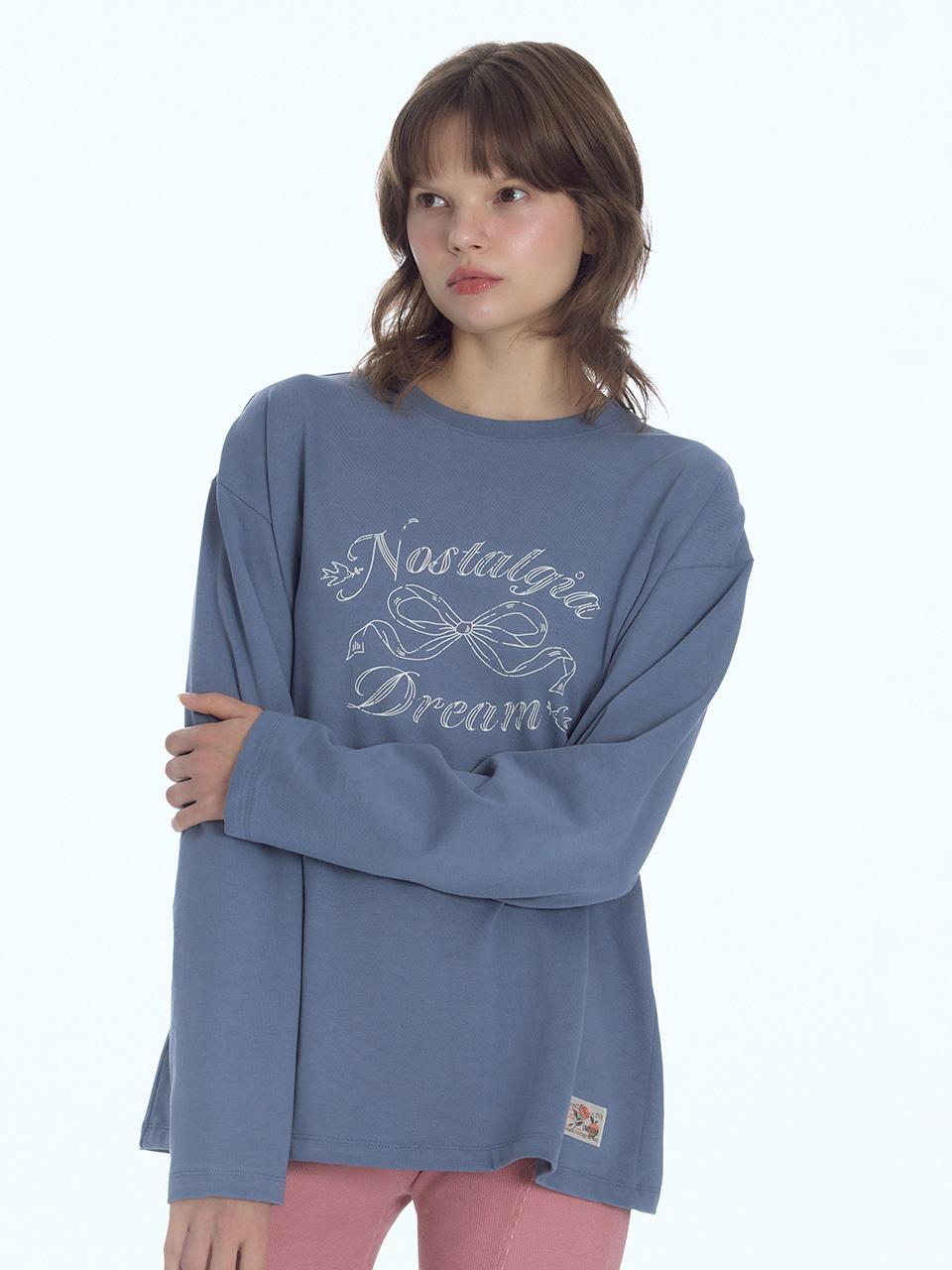 LOOPLOOP Nostalgia Cotton Long Sleeve T-shirt [Evening Blue]