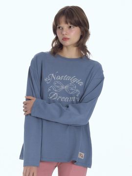 LOOPLOOP Nostalgia Cotton Long Sleeve T-shirt [Evening Blue]