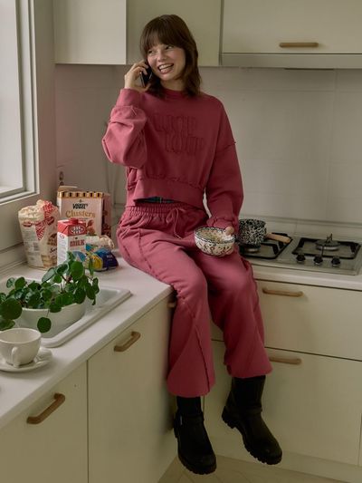 LOOPLOOP Vintage Cut Line Sweatpants [Dusty Rose]