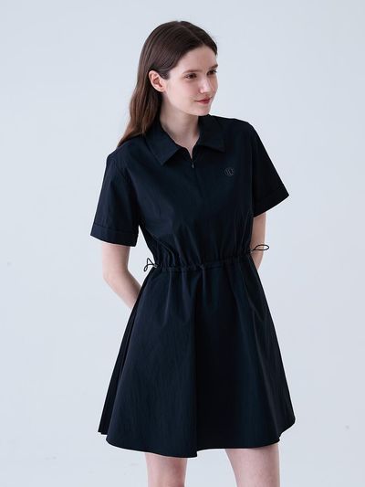 LORDLOAR Back Pleated Nylon Dress (LESNJ07BK) [BLACK]
