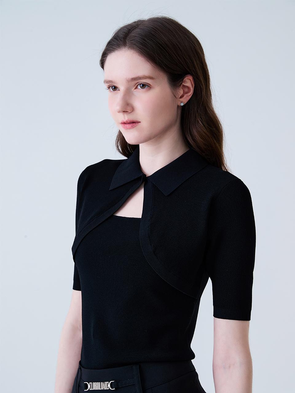 LORDLOAR Bolero Collar Knit Golf (LESKP32BK) [BLACK]