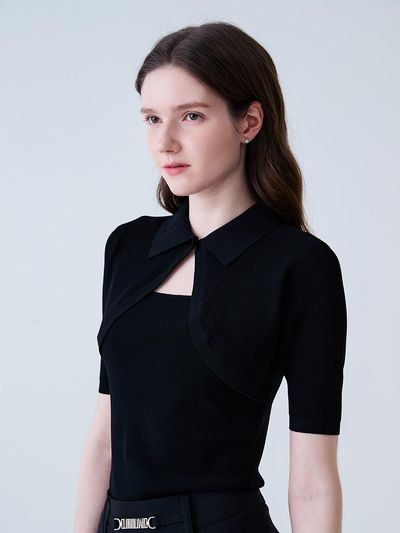 LORDLOAR Bolero Collar Knit Golf (LESKP32BK) [BLACK]