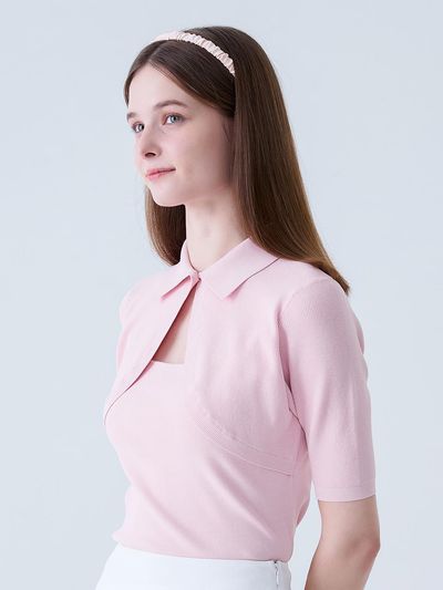 LORDLOAR Bolero Collar Knit Golf (LESKP32PK) [PINK]