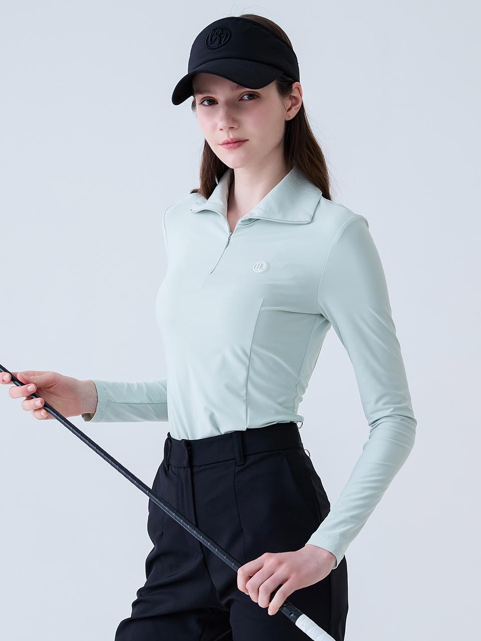 LORDLOAR Cool Slim Zipper Collar Neck T-shirt [GREEN] (LESTP04MT)