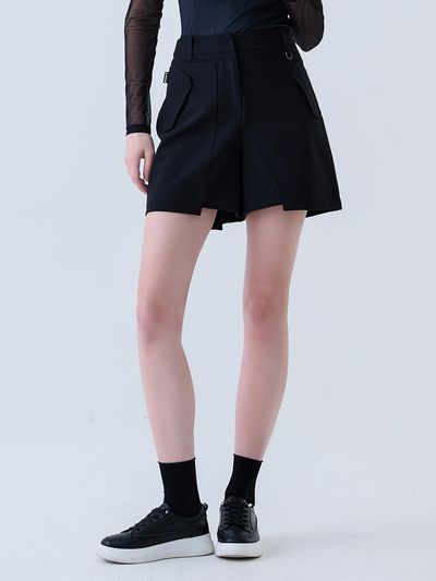LORDLOAR Double Patch A-Line Golf Shorts [Black] (LESPS11BK)