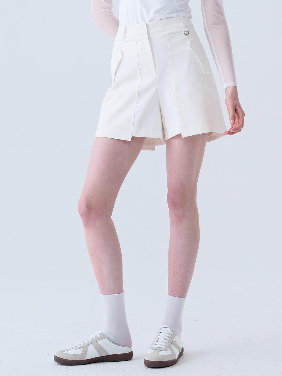 LORDLOAR Double Patch A-Line Short Pants (LESPS11WH) [WHITE]