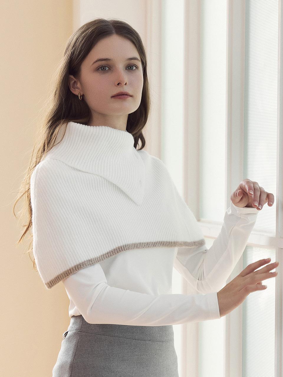 LORDLOAR Knit Button Neck Warmer [Ivory] (LDFUG82IV)