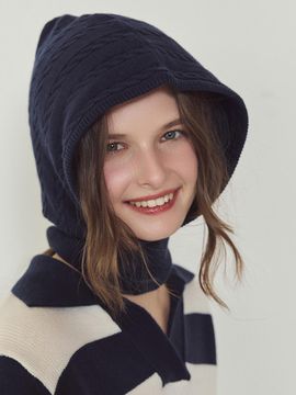 LORDLOAR Knit Cable Balaclava [NAVY] (LDFUA93NA)