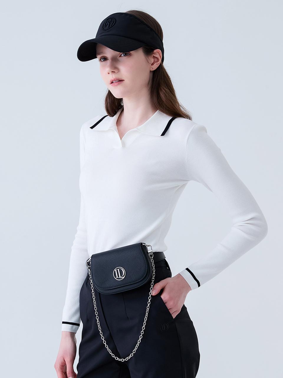 LORDLOAR Line Contrast Collar Knit Golf (LESKP34WH) [WHITE]