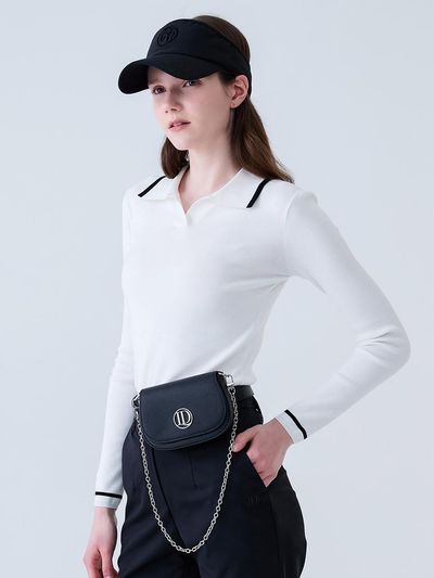 LORDLOAR Line Contrast Collar Knit Golf (LESKP34WH) [WHITE]
