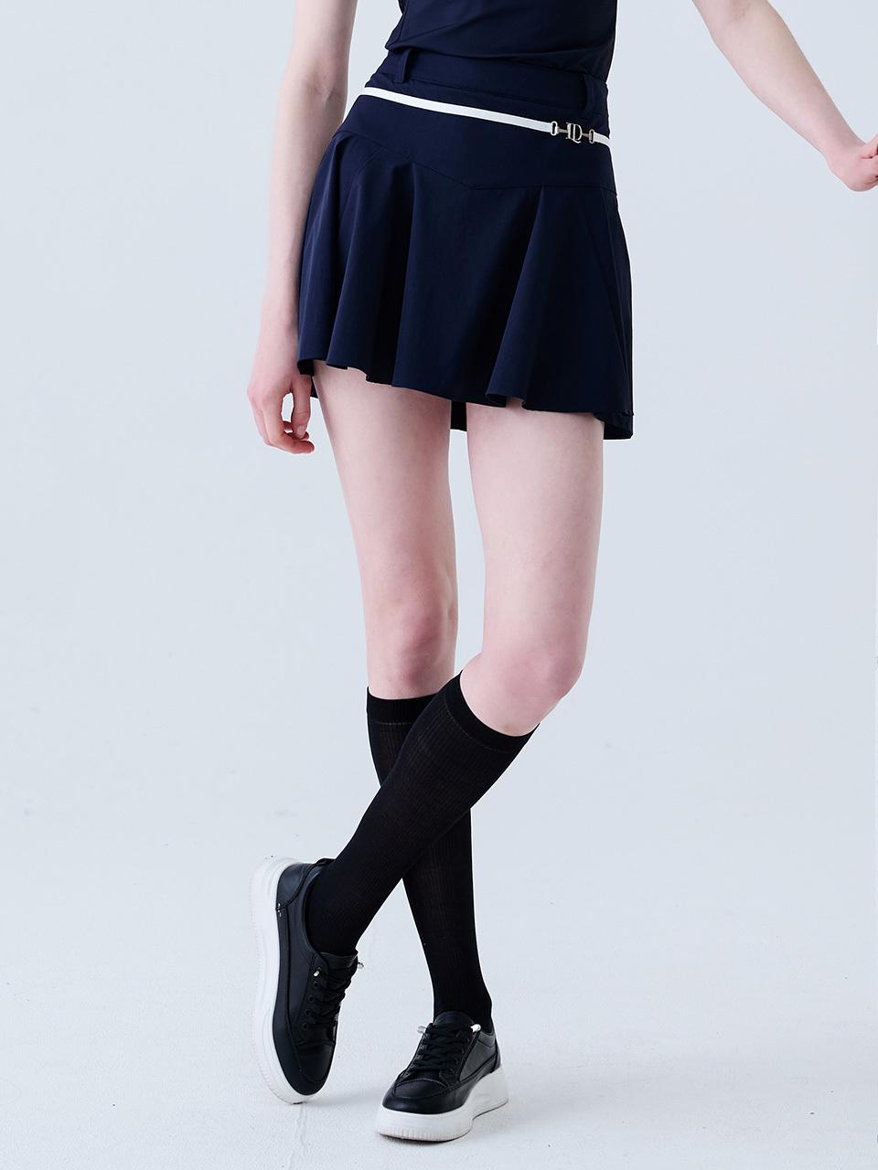LORDLOAR Metal Logo Flare Golf Skirt (LESSA14NA) [NAVY]