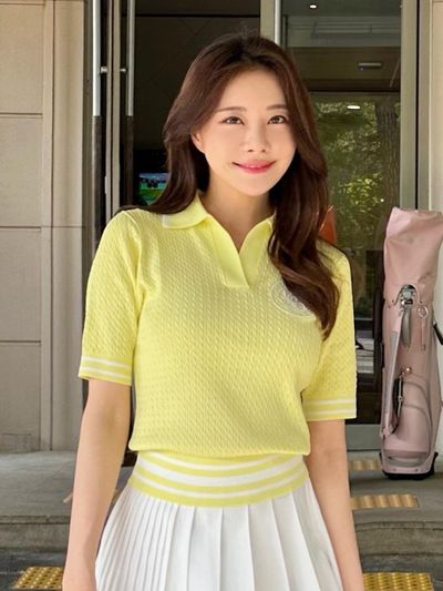 LORDLOAR Signature Cable Collar Knit Golf