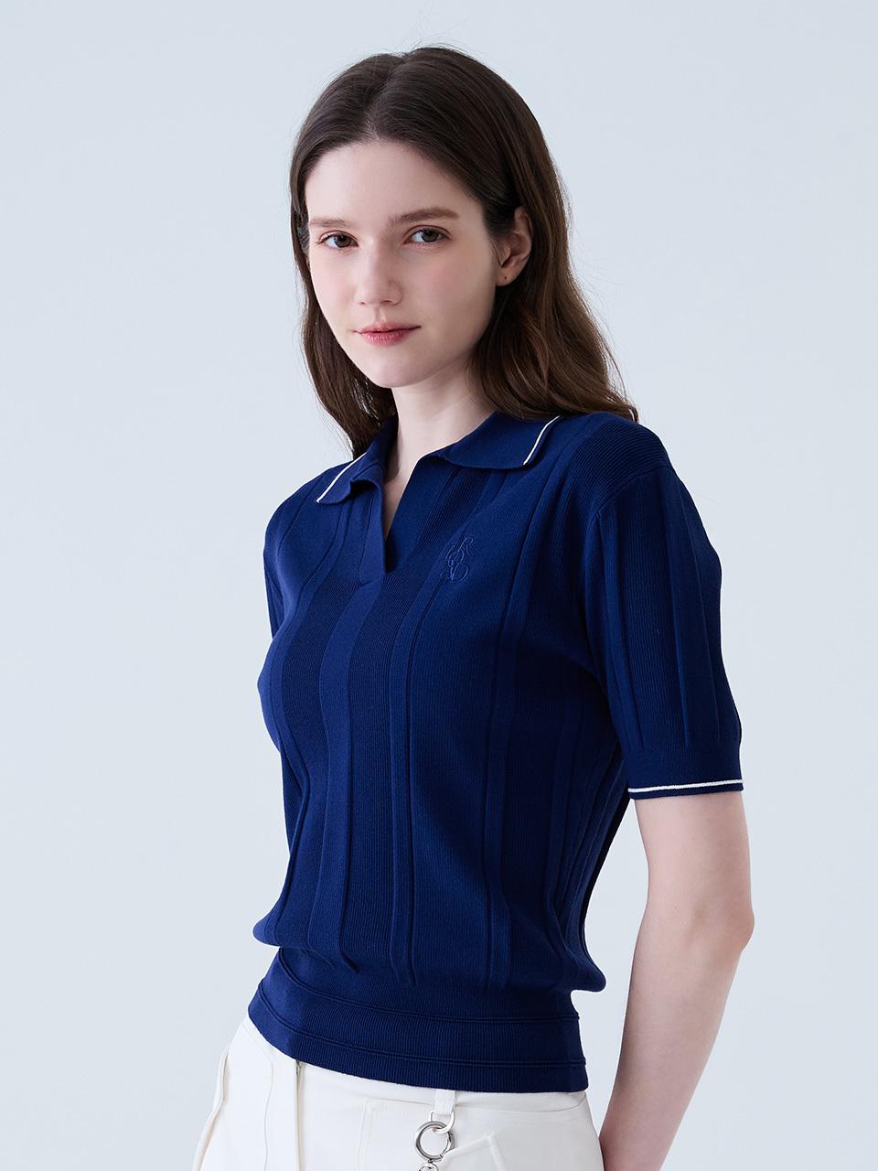 LORDLOAR Signature Cable Collar Knit Golf [NAVY] (LESKP28NA)