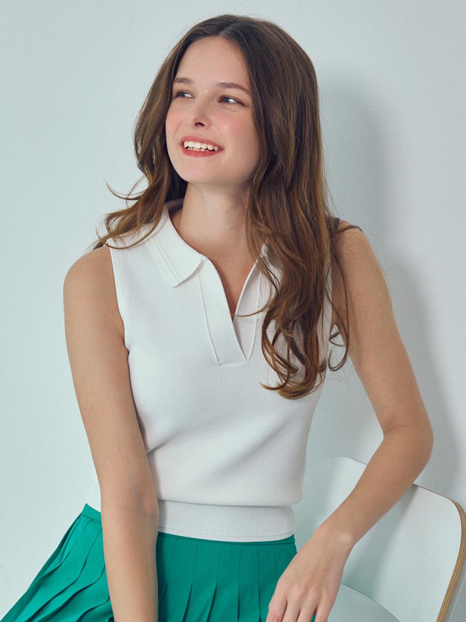 LORDLOAR Signature Collar Sleeveless Knit Golf Top