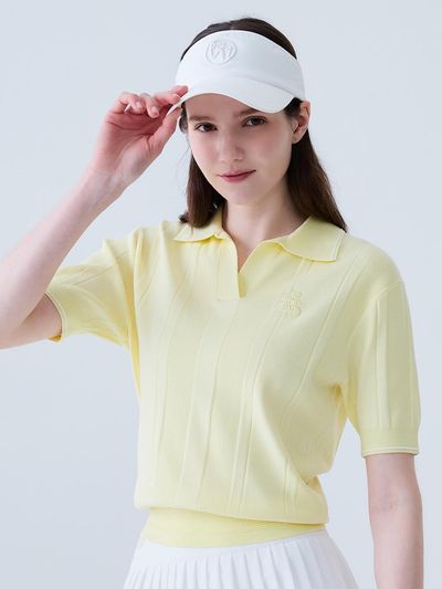 LORDLOAR Signature NEW Cable Collar Knit Golf [Yellow] (LESKP28YE)