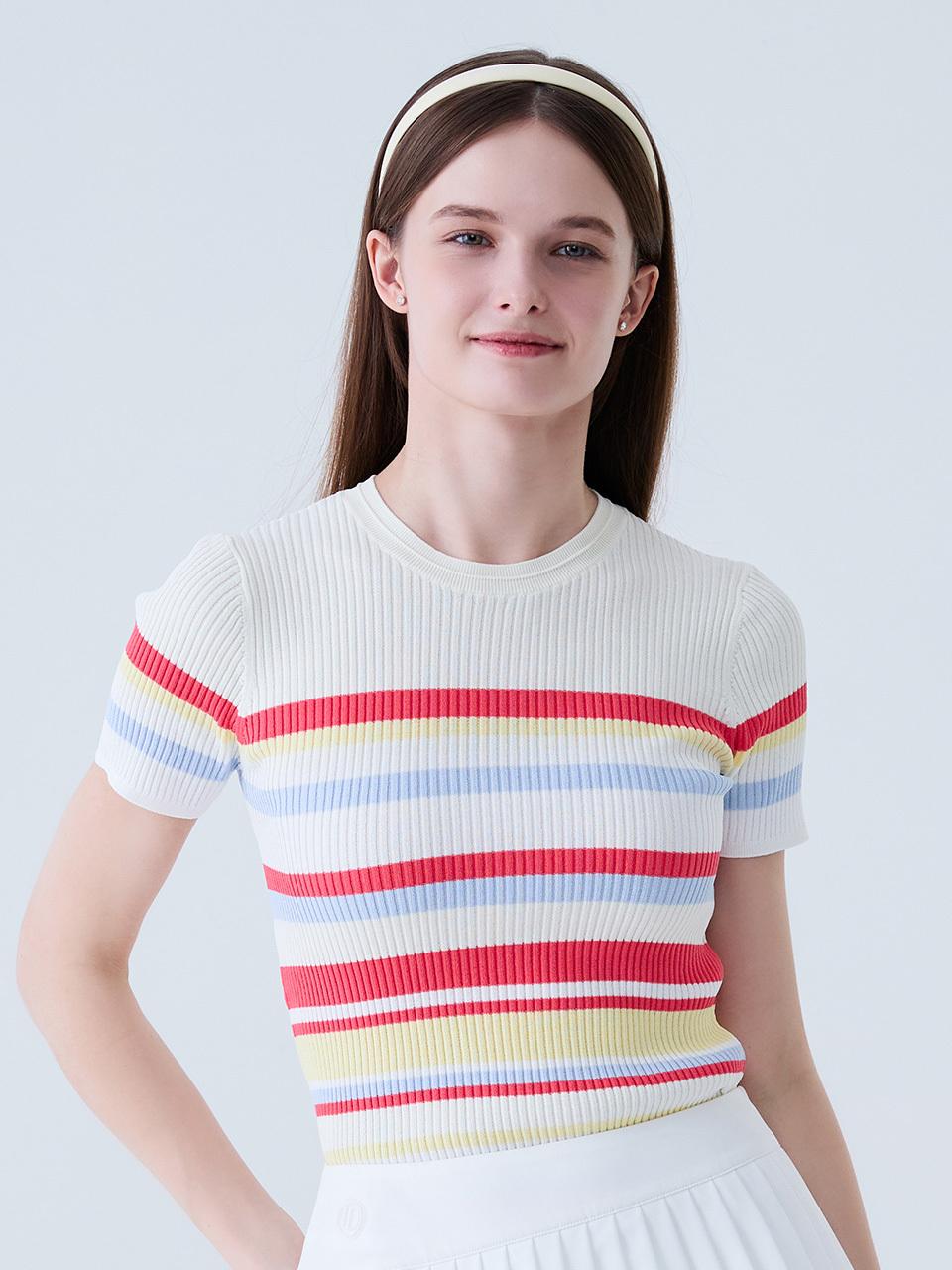 LORDLOAR Slim Stripe Knit Golf (LESKR29YE) [YELLOW]