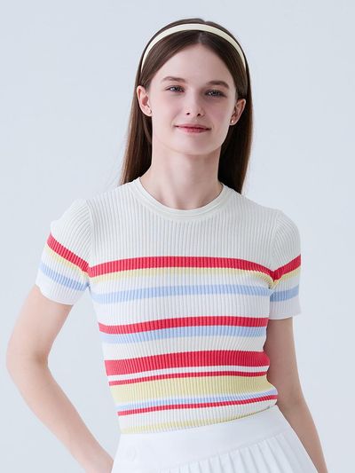 LORDLOAR Slim Stripe Knit Golf (LESKR29YE) [YELLOW]