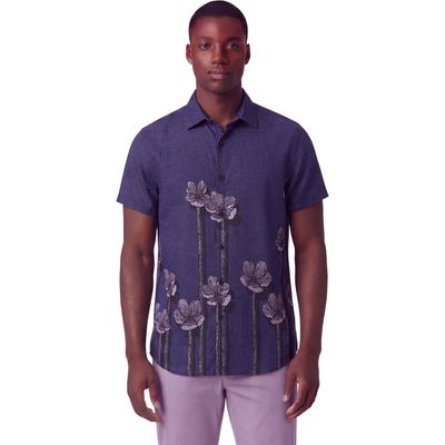 Lords of Harlech Lords of Harlech Crafty Floral Short Sleeve Fine Linen Shirt