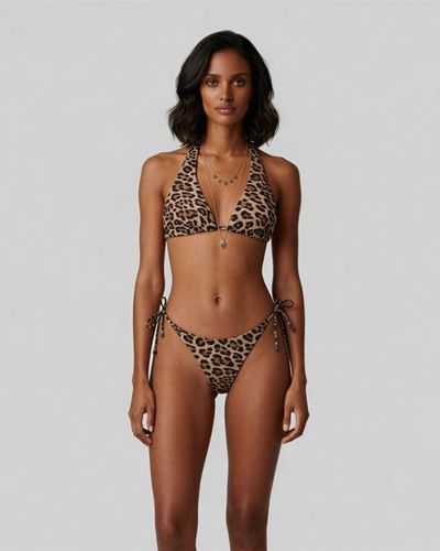 Lords of Harlech Lords of Harlech Leopard Brown Womens Bikini Top 