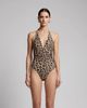 Lords of Harlech Lords of Harlech Leopard Brown Womens Halter One-Piece Swimsuit  - 1