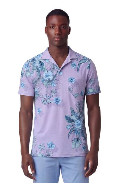 Lords of Harlech Lords of Harlech Mali Floral Lavender Mens Wool Johnny Collar Polo 