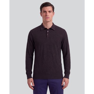 Lords of Harlech Lords of Harlech Merino Wool Textured Polo Sweater
