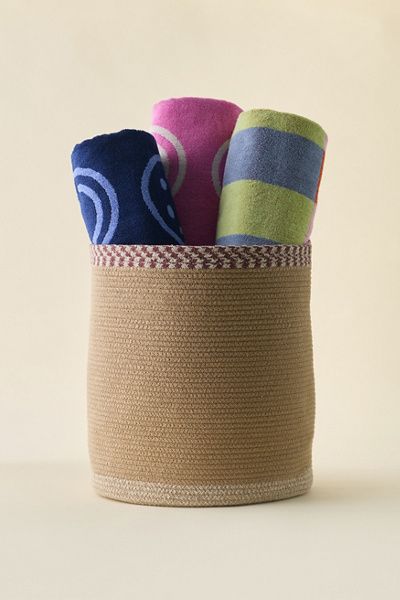 Lorena Canals Lorena Canals X Smallable Nell Braided Cotton Storage Basket in Tan at Urban Outfitters
