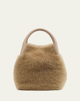 Loro Piana Bale Micro Plush Shearling Top-Handle Bag