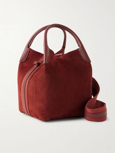 LORO PIANA Bale small leather and canvas-trimmed nubuck bucket bag