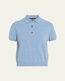 Loro Piana Classic Baby Cashmere Short-Sleeve Polo Sweater