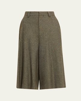 Loro Piana Drake Cashmere-Wool Wide-Leg Bermuda Trousers