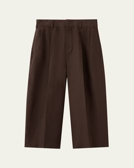 Loro Piana Hector Pleated Short Linen Trousers