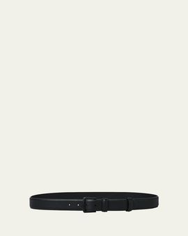 Loro Piana Men's Alsavel Palladium-Buckle Calfskin Belt