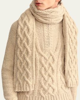 Loro Piana Men's Cable-Knit Cashmere Scarf