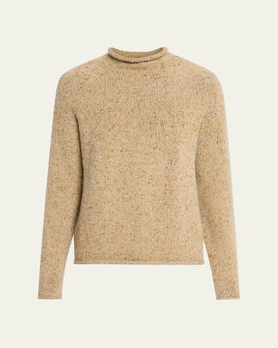 Loro Piana Men's Cashmere Donegal Knit Turtleneck Sweater