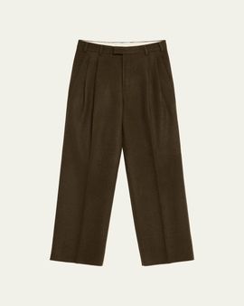 Loro Piana Men's Hubert Wool and Cashmere Pleated Pants